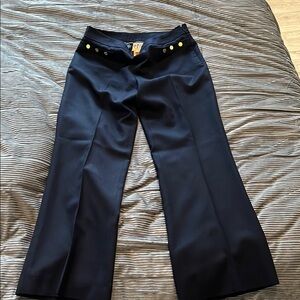 Tory Burch Navy Wide Leg Pants with Yellow Accents